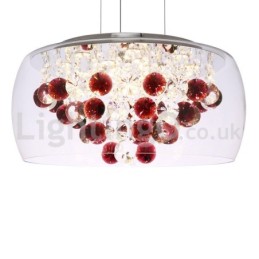 Lámpara colgante de cristal moderna de 40 cm y 50 cm con pantalla redonda de cristal transparente.