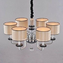 Lámpara de araña moderna contemporánea de metal cromado y cristal