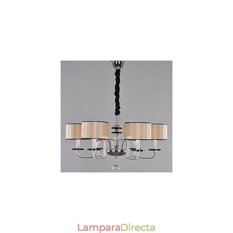 Lámpara de araña moderna contemporánea de metal cromado y cristal
