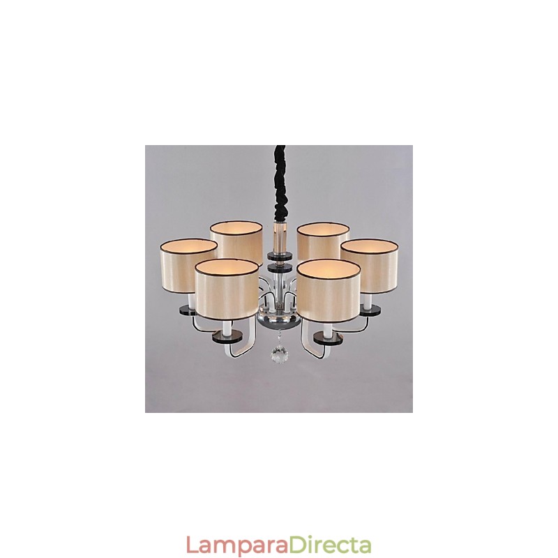 Lámpara de araña moderna contemporánea de metal cromado y cristal