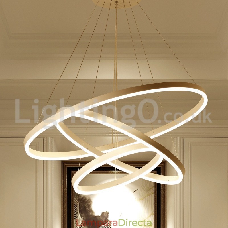 Lámpara colgante moderna de tres círculos con control remoto