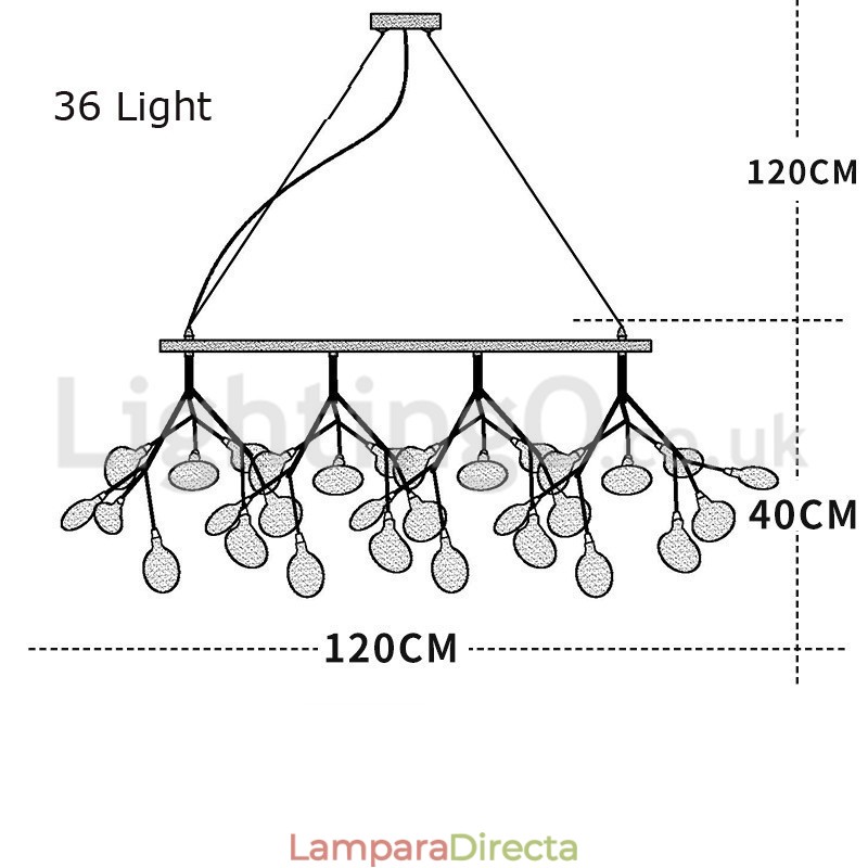 Lámpara de araña de luciérnagas posmoderna