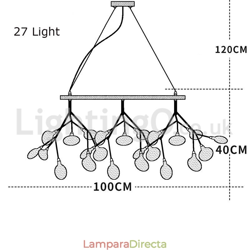 Lámpara de araña de luciérnagas posmoderna