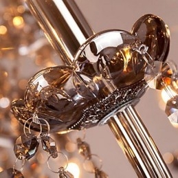 Lámpara de araña de cristal europea de 6 luces en color gris.