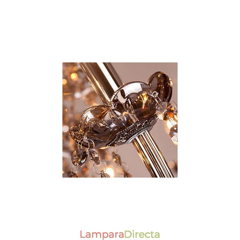 Lámpara de araña de cristal europea de 6 luces en color gris.