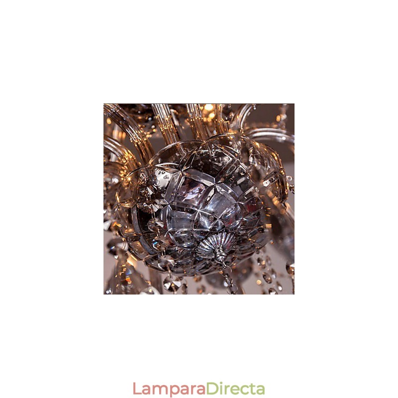 Lámpara de araña de cristal europea de 6 luces en color gris.