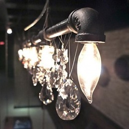 Lámpara de araña creativa de estilo norteamericano de 5 luces con diseño de tubería