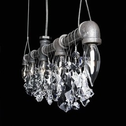Lámpara de araña creativa de estilo norteamericano de 5 luces con diseño de tubería
