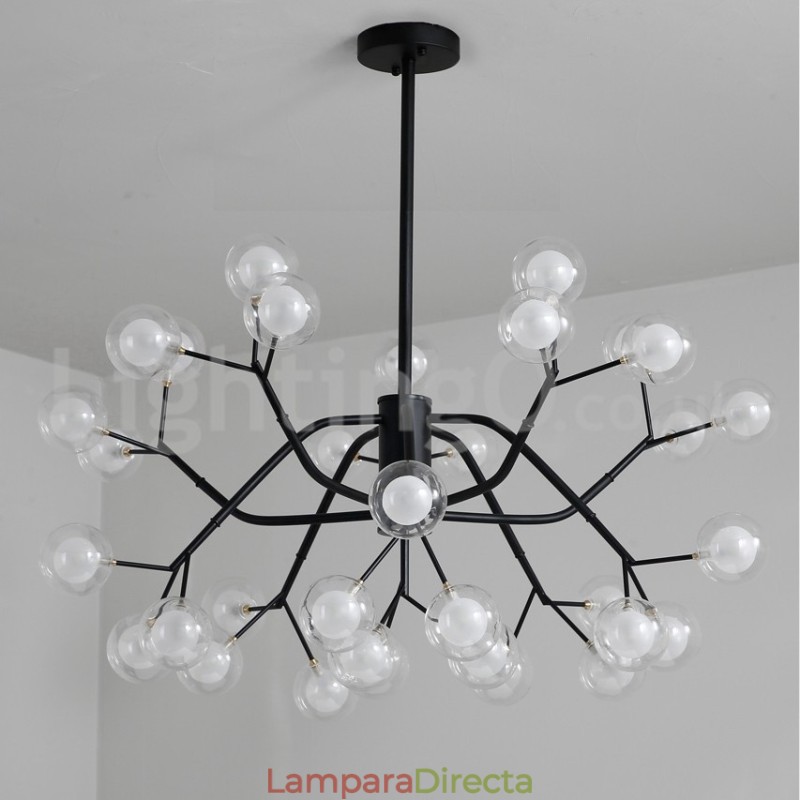 Lámpara de araña de estilo nórdico con forma de frijol mágico, pequeña lámpara de araña de cristal transparente con forma de bola de burbuja.