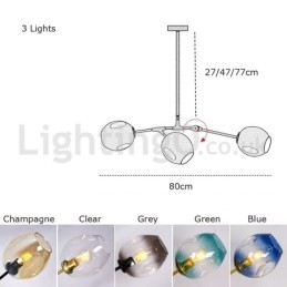 Lámpara de araña de cristal con forma de frijol mágico moderno nórdico, lámpara de araña molecular