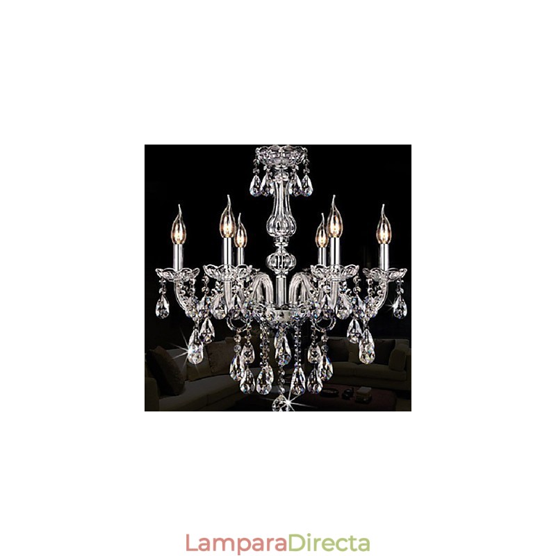 Lámpara de araña de lujo de 6 luces con velas