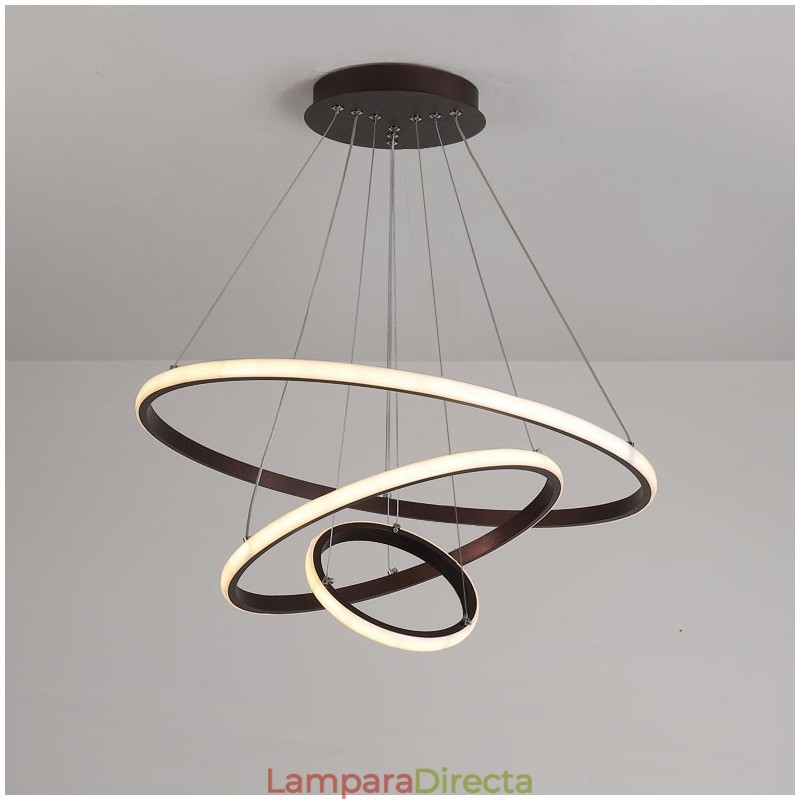 Lámpara colgante regulable Outside the Circles Light con control remoto y anillos de diseño moderno