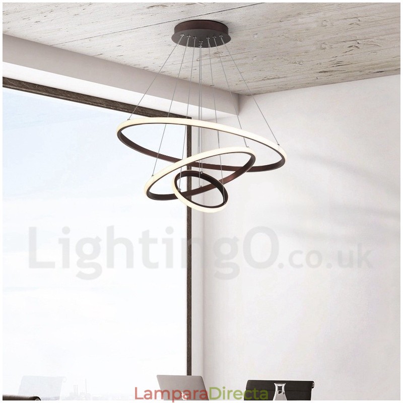 Lámpara colgante regulable Outside the Circles Light con control remoto y anillos de diseño moderno