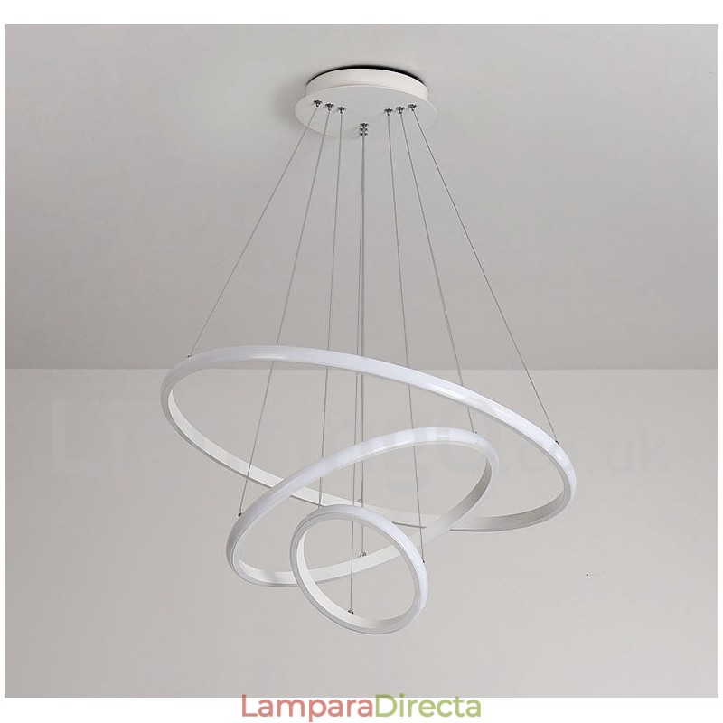 Lámpara colgante regulable Outside the Circles Light con control remoto y anillos de diseño moderno
