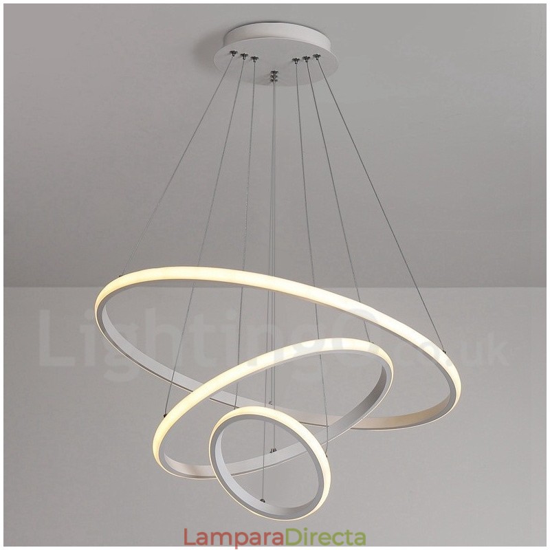 Lámpara colgante regulable Outside the Circles Light con control remoto y anillos de diseño moderno