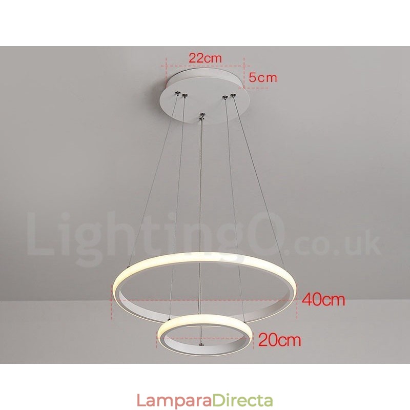 Lámpara colgante regulable Outside the Circles Light con control remoto y anillos de diseño moderno