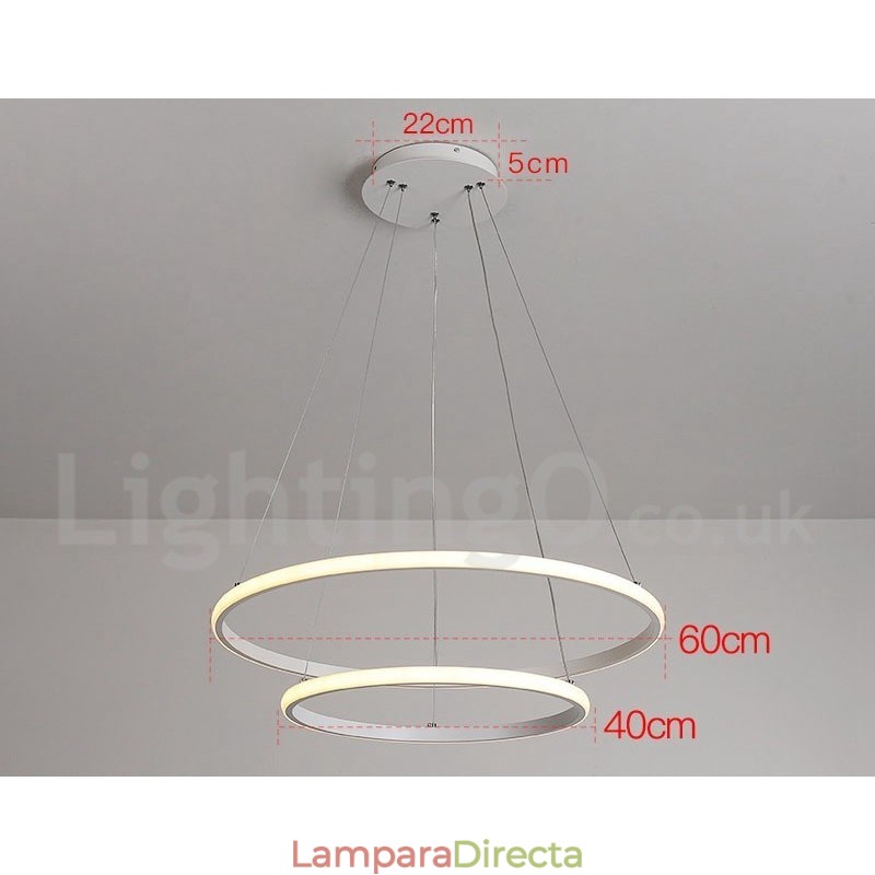 Lámpara colgante regulable Outside the Circles Light con control remoto y anillos de diseño moderno