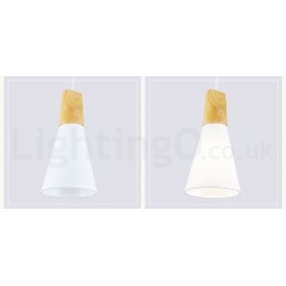 Lámpara colgante moderna de madera de 1 luz y 3 luces con pantalla de tela
