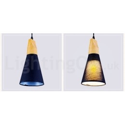Lámpara colgante moderna de madera de 1 luz y 3 luces con pantalla de tela