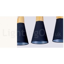 Lámpara colgante moderna de madera de 1 luz y 3 luces con pantalla de tela