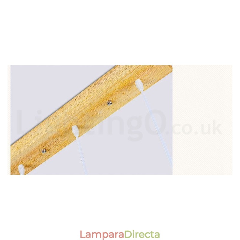 Lámpara colgante moderna de madera de 1 luz y 3 luces con pantalla de tela