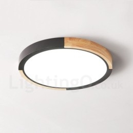 Lámpara de techo de madera redonda multicolor ultrafina con pantalla acrílica de madera maciza, estilo nórdico.