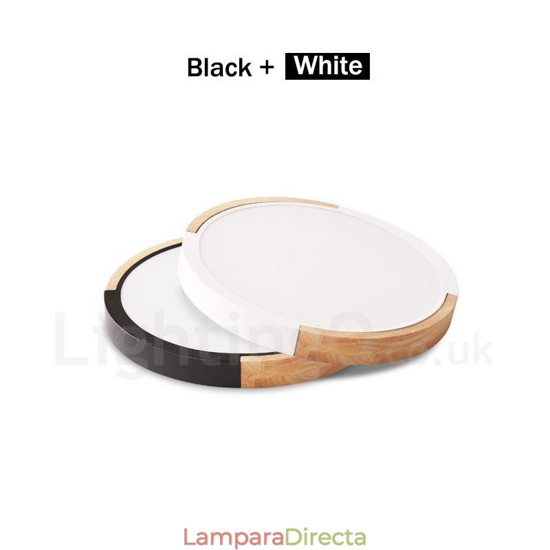 Lámpara de techo de madera redonda multicolor ultrafina con pantalla acrílica de madera maciza, estilo nórdico.