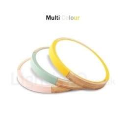 Lámpara de techo de madera redonda multicolor ultrafina con pantalla acrílica de madera maciza, estilo nórdico.