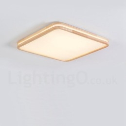 Lámpara de techo de madera maciza, redonda, cuadrada y rectangular, ultrafina, con pantalla acrílica, estilo nórdico