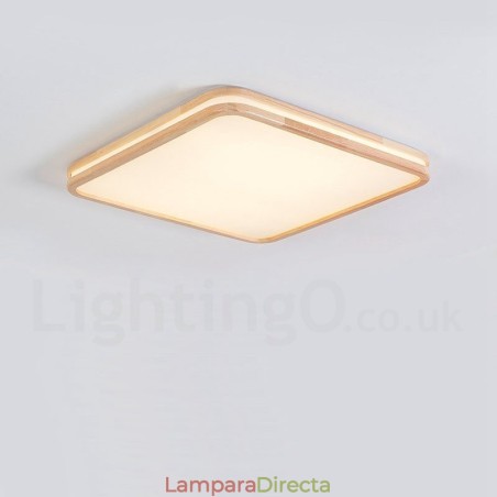 Lámpara de techo de madera maciza, redonda, cuadrada y rectangular, ultrafina, con pantalla acrílica, estilo nórdico Lámpara de techo de madera maciza, redonda, cuadrada y rectangular, ultrafina, con pantalla acrílica, estilo nórdico