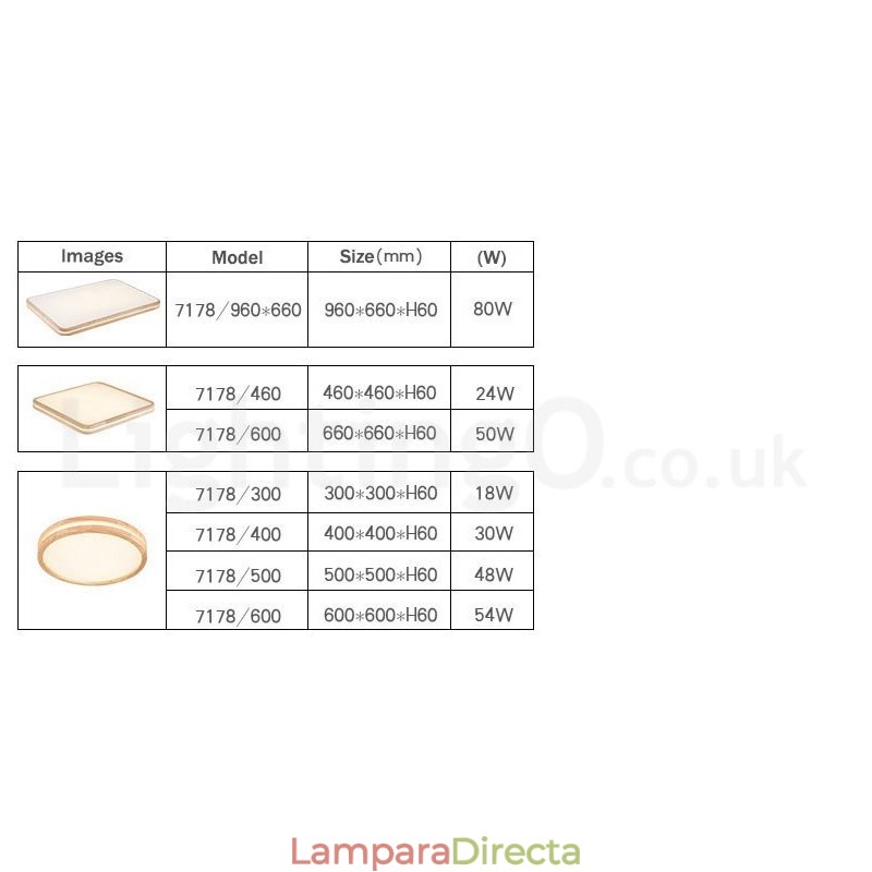 Lámpara de techo de madera maciza, redonda, cuadrada y rectangular, ultrafina, con pantalla acrílica, estilo nórdico