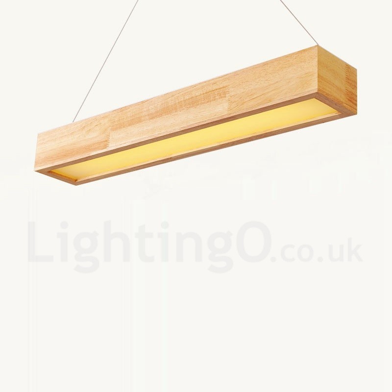 Lámpara colgante larga moderna de madera