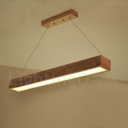 Lámpara colgante larga moderna de madera