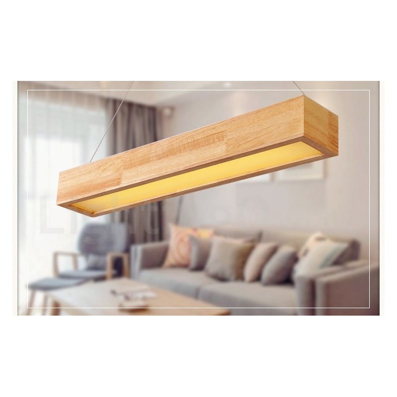 Lámpara colgante larga moderna de madera