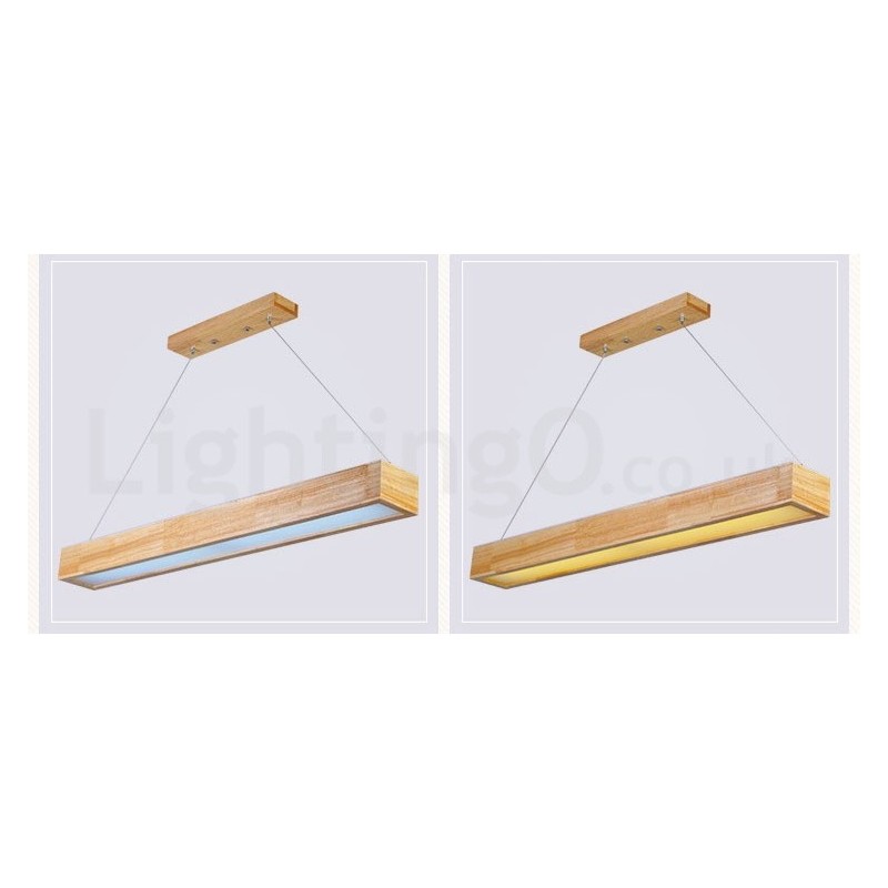 Lámpara colgante larga moderna de madera