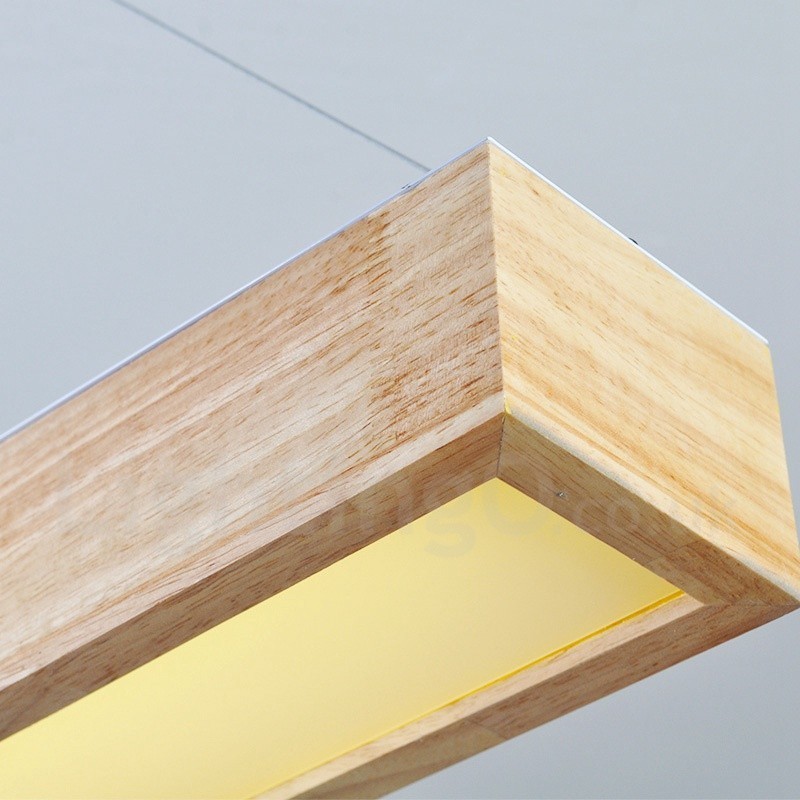 Lámpara colgante larga moderna de madera