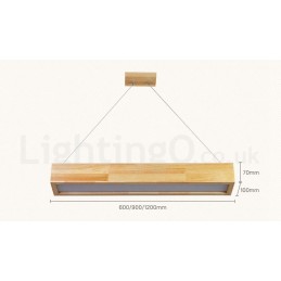 Lámpara colgante larga moderna de madera