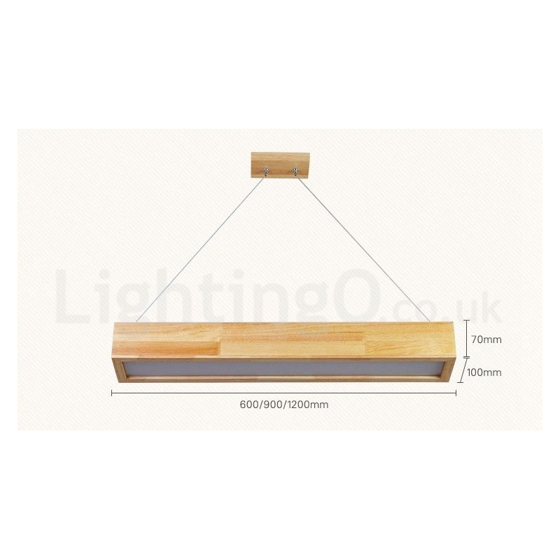 Lámpara colgante larga moderna de madera