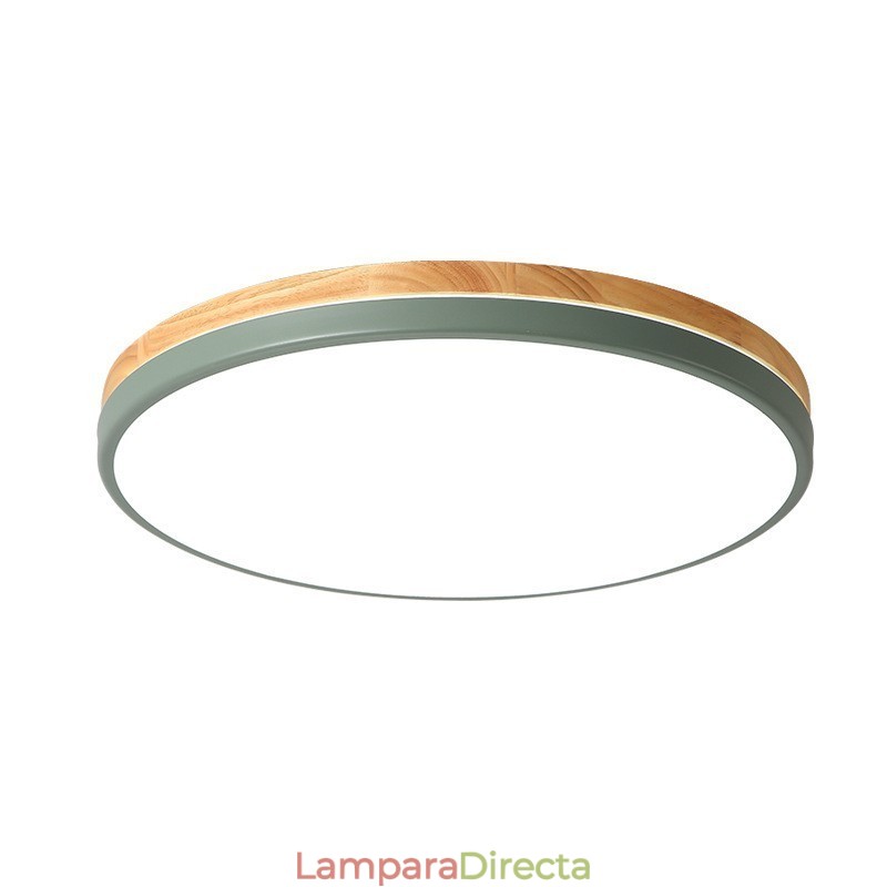 Lámpara de techo de madera redonda multicolor ultrafina y regulable con pantalla acrílica, estilo nórdico