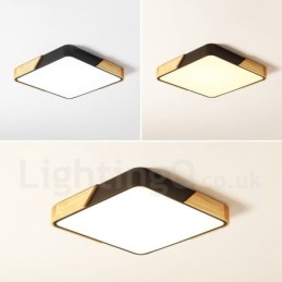Lámpara de techo de madera cuadrada multicolor ultrafina y regulable con pantalla acrílica, estilo nórdico
