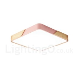 Lámpara de techo de madera cuadrada multicolor ultrafina y regulable con pantalla acrílica, estilo nórdico