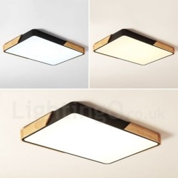Lámpara de techo rectangular de madera multicolor ultrafina y regulable con pantalla acrílica, estilo nórdico