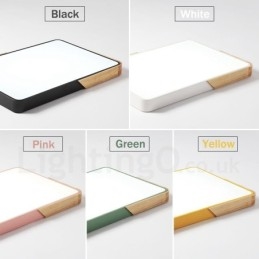 Lámpara de techo rectangular de madera multicolor ultrafina y regulable con pantalla acrílica, estilo nórdico