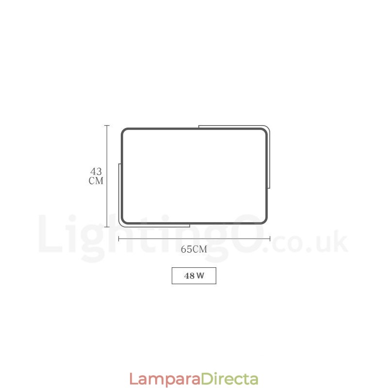 Lámpara de techo rectangular de madera multicolor ultrafina y regulable con pantalla acrílica, estilo nórdico