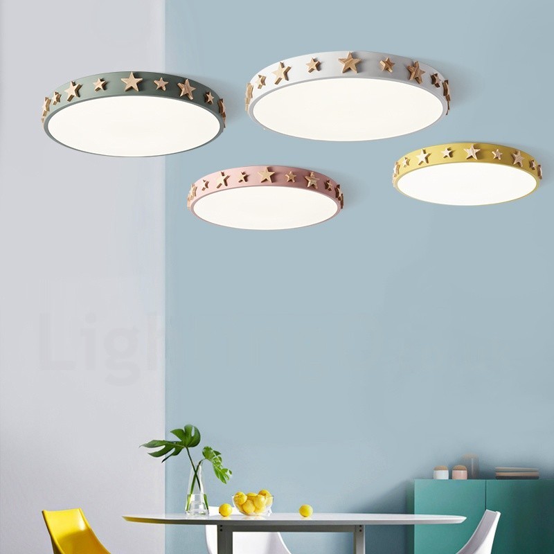 Lámpara de techo circular de madera multicolor ultrafina y regulable con pantalla acrílica, estilo nórdico.