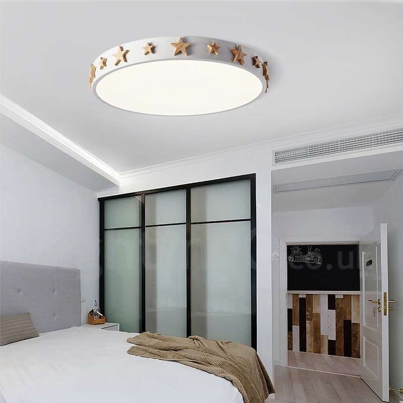Lámpara de techo circular de madera multicolor ultrafina y regulable con pantalla acrílica, estilo nórdico.