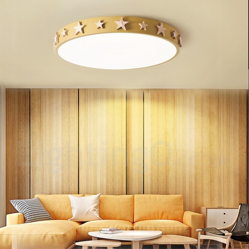 Lámpara de techo circular de madera multicolor ultrafina y regulable con pantalla acrílica, estilo nórdico.