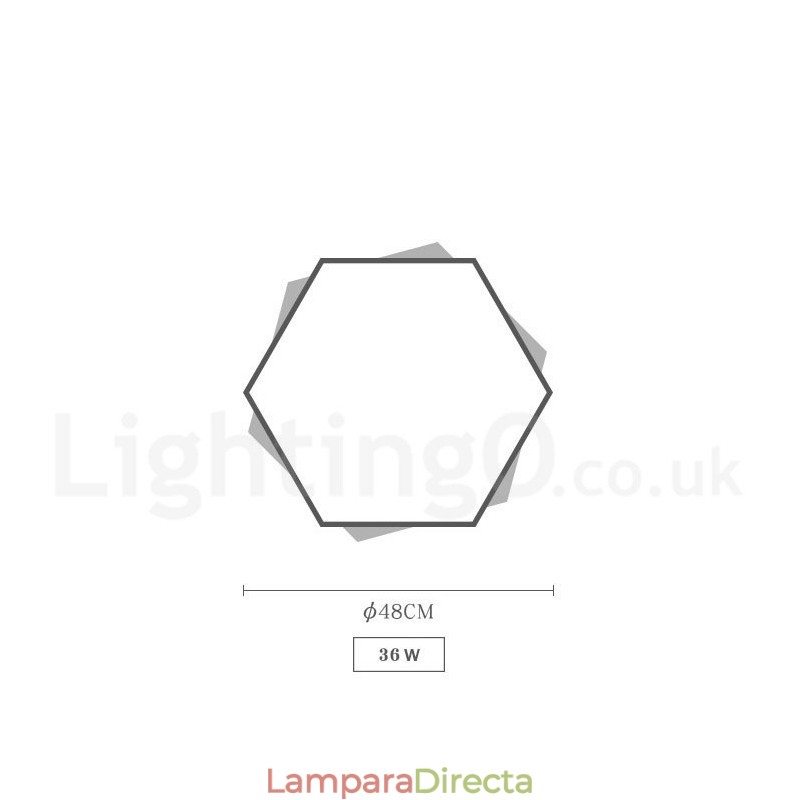 Lámpara de techo hexagonal de madera multicolor regulable con pantalla acrílica, estilo nórdico.