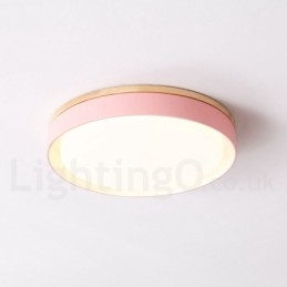 Lámpara de techo circular de madera multicolor regulable con pantalla acrílica, estilo nórdico.
