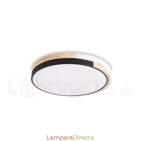 Lámpara de techo redonda de madera multicolor regulable con pantalla acrílica, estilo nórdico. Lámpara de techo redonda de madera multicolor regulable con pantalla acrílica, estilo nórdico.